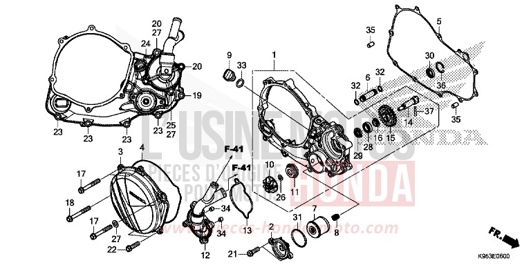 RIGHT CRANKCASE COVER/WATER PUMP for CRF250RX EXTREME RED (R292) from 2019