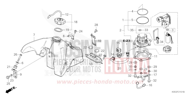 FUEL TANK (CRF250RX) for CRF250RX EXTREME RED (R292) from 2019