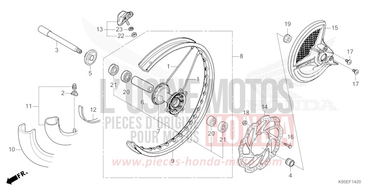 FRONT WHEEL for CRF250RX EXTREME RED (R292) from 2022
