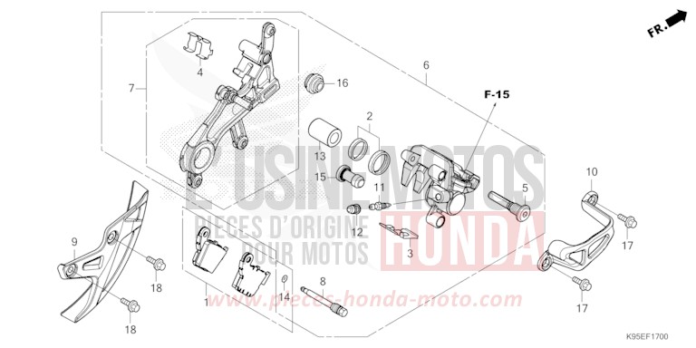 REAR BRAKE CALIPER for CRF250RX EXTREME RED (R292) from 2022