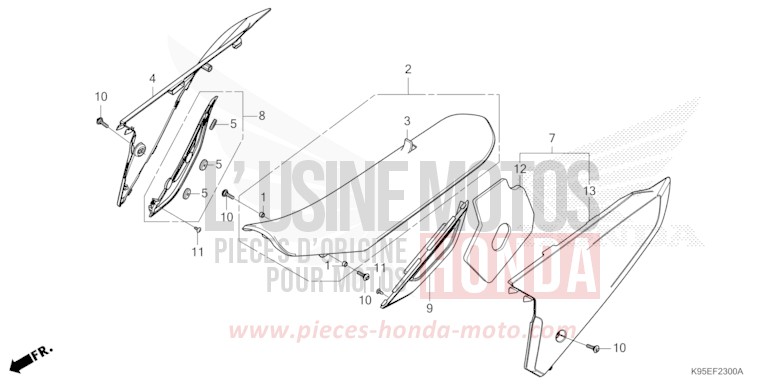 SEAT/SIDE COVER for CRF250RX EXTREME RED (R292) from 2022