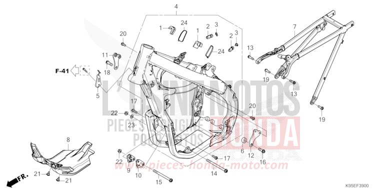 FRAME BODY for CRF250RX EXTREME RED (R292) from 2022