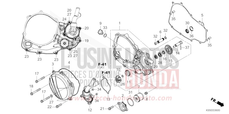 RIGHT CRANKCASE COVER/WATER PUMP for CRF250RX EXTREME RED (R292) from 2023