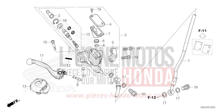FRONT BRAKE MASTER CYLINDER for CRF450R EXTREME RED (R292) from 2024