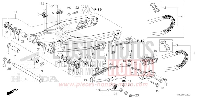 SWINGARM for CRF450R EXTREME RED (R292) from 2024