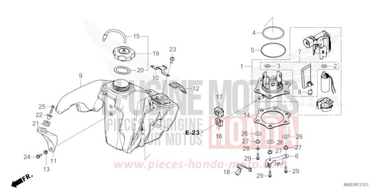 FUEL TANK (CRF450RX) for CRF450R EXTREME RED (R292) from 2024