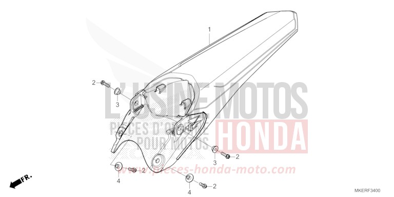 REAR FENDER for CRF450R EXTREME RED (R292) from 2024