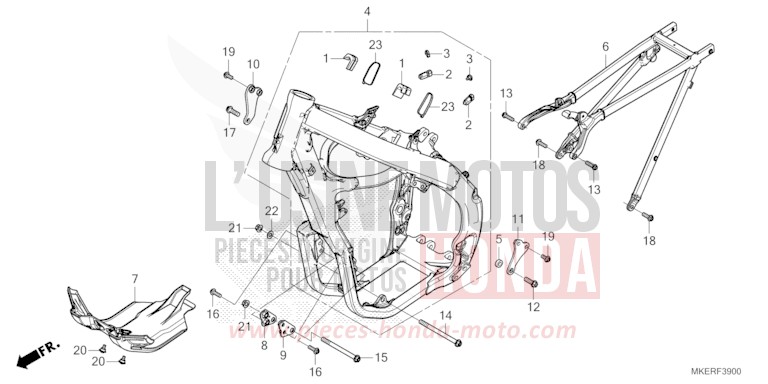 FRAME BODY (CRF450RR/RWER/RXR) for CRF450R EXTREME RED (R292) from 2024