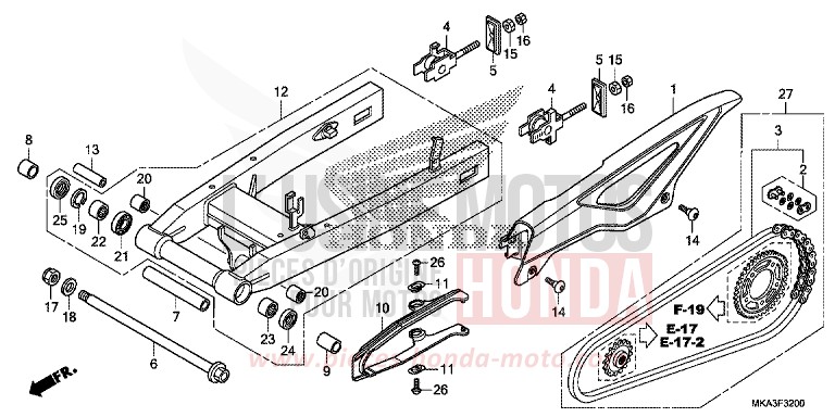 SWINGARM for NC750XD CANDY CHROMOSPHERE RED (R381) from 2018