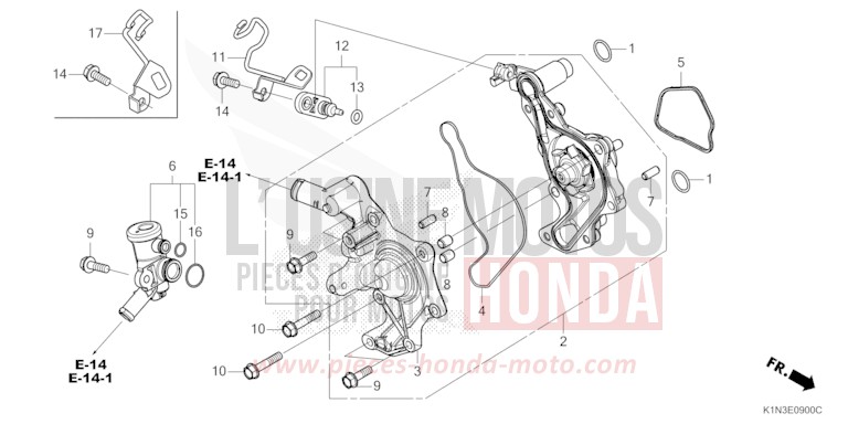 WATER PUMP for FSH125 MAT TECHNO SILVER METALLIC (NHB18) from 2021
