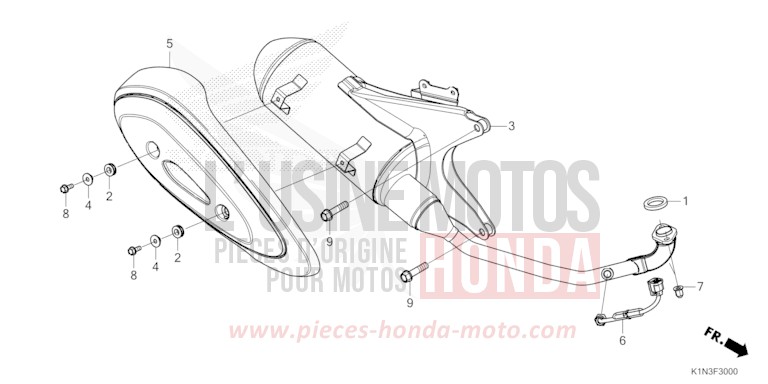 EXHAUST MUFFLER (FSH125M) for FSH125 PEARL JASMINE WHITE (NHB35) from 2021