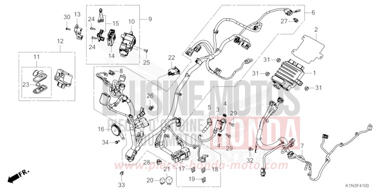 WIRE HARNESS (FSH125M) for FSH125 POSEIDON BLACK METALLIC (NHB25) from 2021