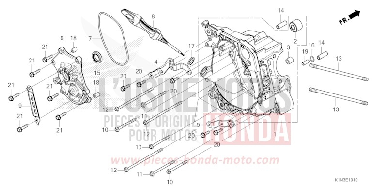 RIGHT CRANKCASE for FSH125 MAT TECHNO SILVER METALLIC (NHB18) from 2021
