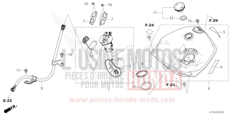 FUEL TANK for FSH125 MAT GALAXY BLACK METALLIC (NHA76) from 2024