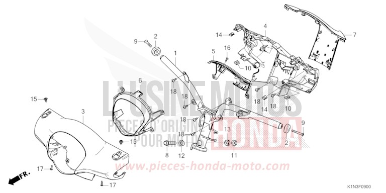 HANDLE PIPE/HANDLE COVER for FSH125 MAT TECHNO SILVER METALLIC (NHB18) from 2024