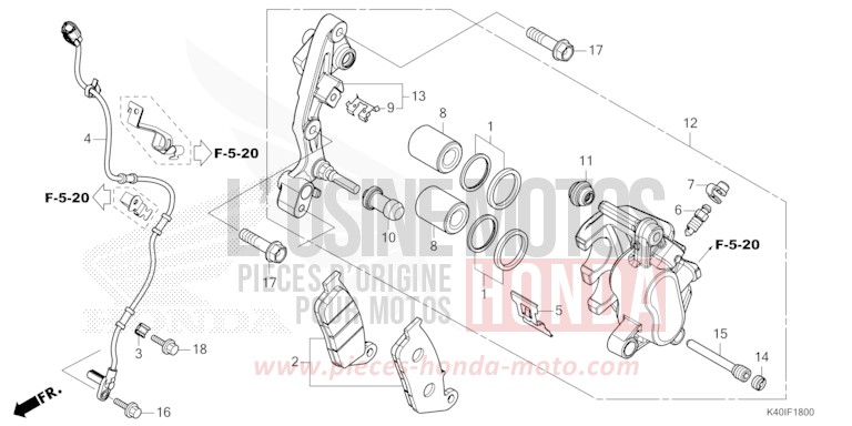 FRONT BRAKE CALIPER for NSS125AD PEARL SIENA RED (R320) from 2024