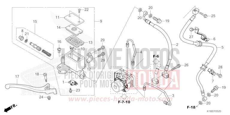 FRONT BRAKE MASTER CYLINDER for NSS350A PEARL NIGHTSTAR BLACK (NHA84) from 2024