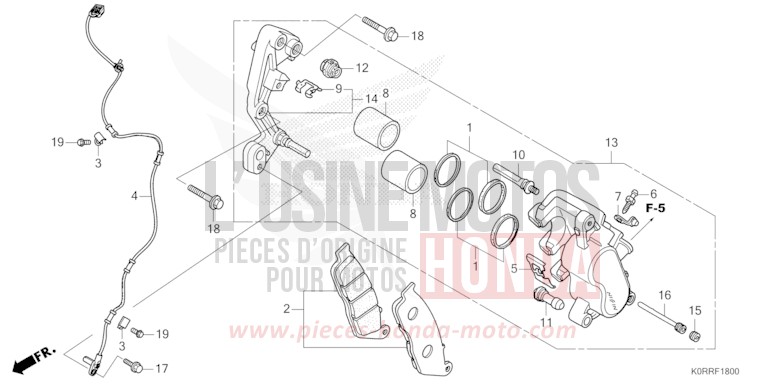 FRONT BRAKE CALIPER for SH125 PEARL FALCON GRAY (NHC61) from 2024