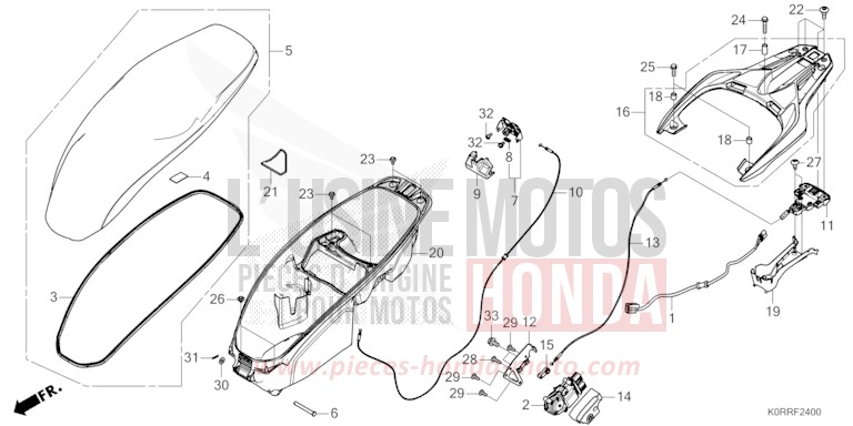 SEAT/LUGGAGE BOX for SH125 MAT PEARL PACIFIC BLUE (PB397) from 2024