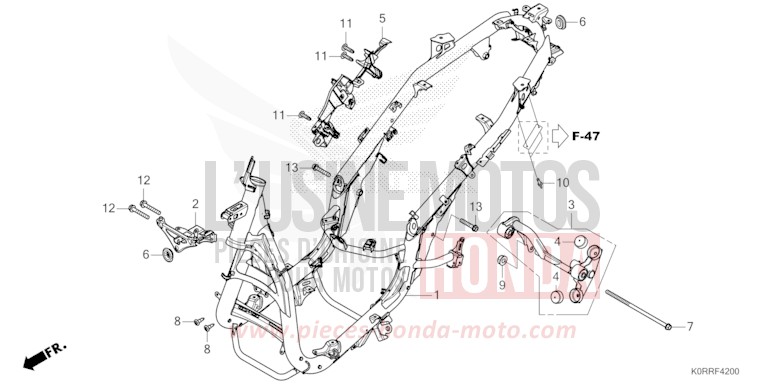 FRAME BODY for SH125 PEARL FALCON GRAY (NHC61) from 2024