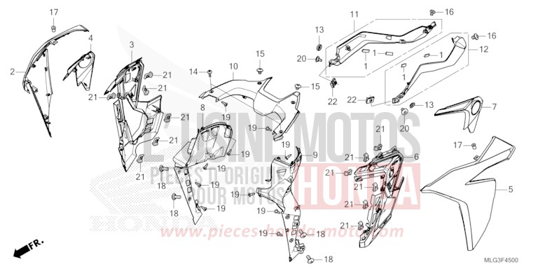 MIDDLE COWL (CRF1100A/AL/D/DL) for CRF1100D MAT BALLISTIC BLACK METALLIC (NHA86) from 2022