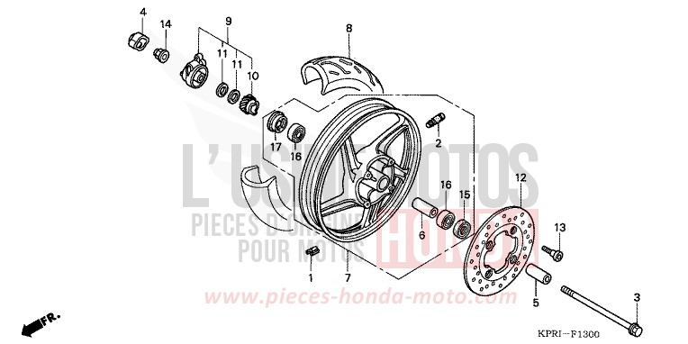 FRONT WHEEL for SH150 CYCLON BLUE METALLIC (PB221) from 2001