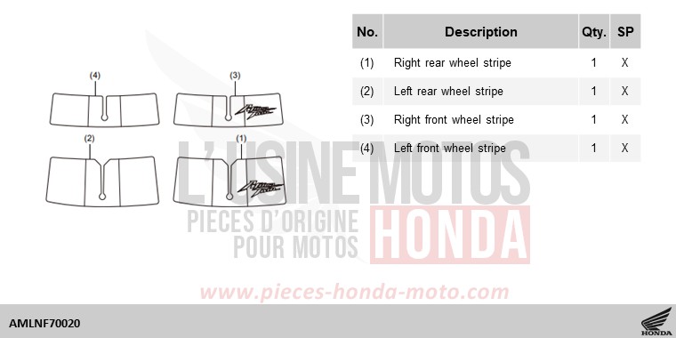 KIT,WHEEL STRIPE *NHB53P* for CRF1100D PEARL GLARE WHITE (NHB53H) from 2024