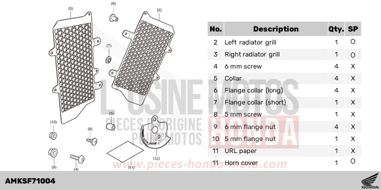 KIT,RADIATOR GRILL for CRF1100D PEARL GLARE WHITE (NHB53H) from 2024