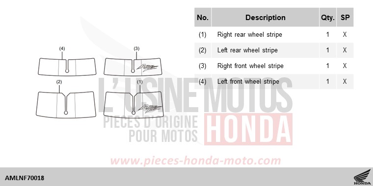 KIT,WHEEL STRIPE *NHB53P* for CRF1100D PEARL GLARE WHITE (NHB53H) from 2024