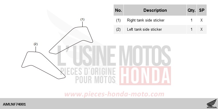 KIT,TANK SIDE STICKER for CRF1100D PEARL GLARE WHITE (NHB53H) from 2024