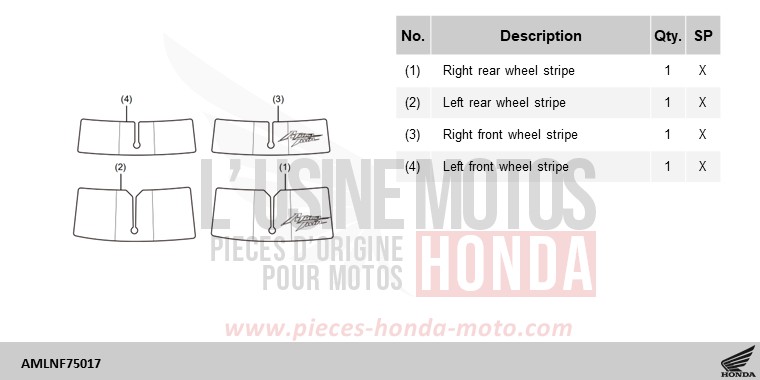 KIT,WHEEL STRIPE *RED1* for CRF1100D PEARL GLARE WHITE (NHB53H) from 2024