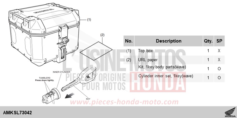 KIT,TOP BOX(AL) for CRF1100D PEARL GLARE WHITE (NHB53H) from 2024