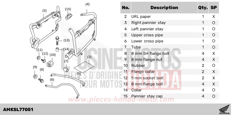 KIT,PANNIER STAY(AL) for CRF1100D PEARL GLARE WHITE (NHB53H) from 2024