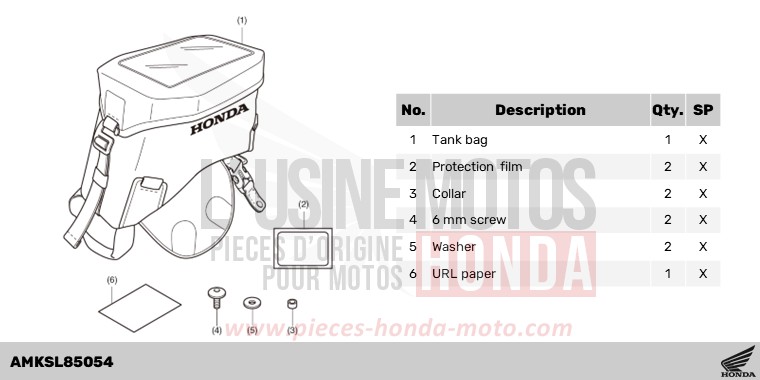 KIT,TANK BAG(4.5L) for CRF1100D PEARL GLARE WHITE (NHB53H) from 2024