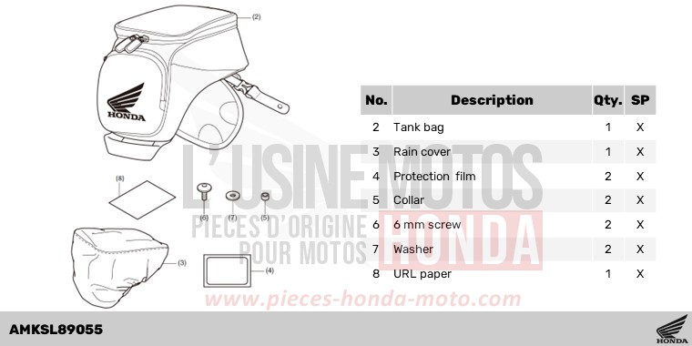KIT,TANK BAG(3L) for CRF1100D PEARL GLARE WHITE (NHB53H) from 2024