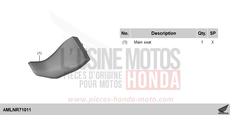 KIT,COMFORT SEAT COMP (PB-A04) for CRF1100D PEARL GLARE WHITE (NHB53H) from 2024