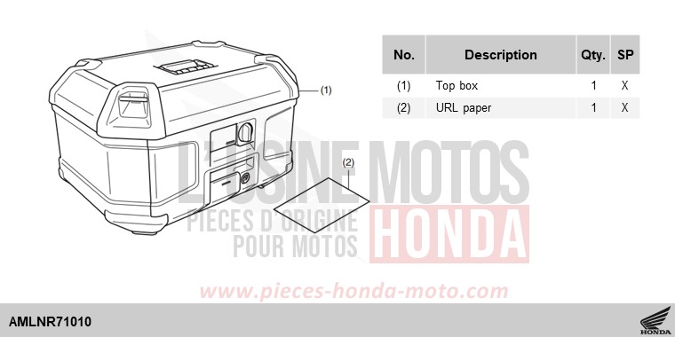 KIT,TOP BOX(58L) WITH STRIPE for CRF1100D PEARL GLARE WHITE (NHB53H) from 2024