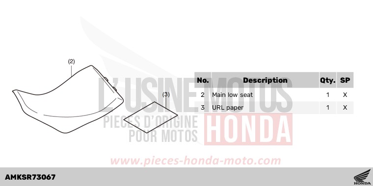 KIT,LOW SEAT *PBA04L* for CRF1100D PEARL GLARE WHITE (NHB53H) from 2024