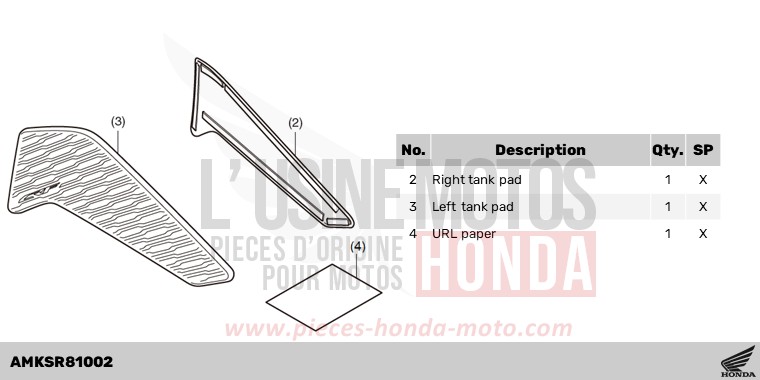 KIT,SIDE TANK PAD for CRF1100D PEARL GLARE WHITE (NHB53H) from 2024