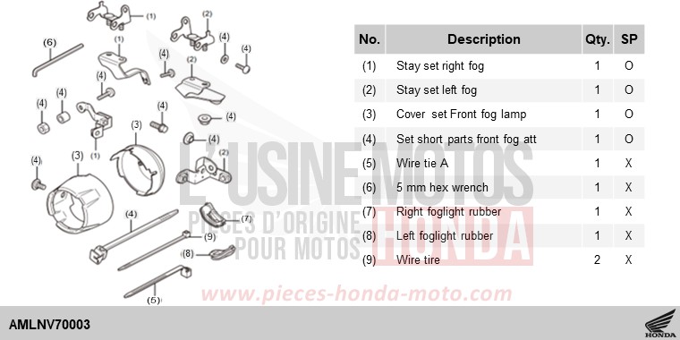 KIT,FR FOG ATT for CRF1100D PEARL GLARE WHITE (NHB53H) from 2024