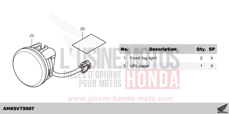 KIT,FR FOG LIGHT for CRF1100D PEARL GLARE WHITE (NHB53H) from 2024