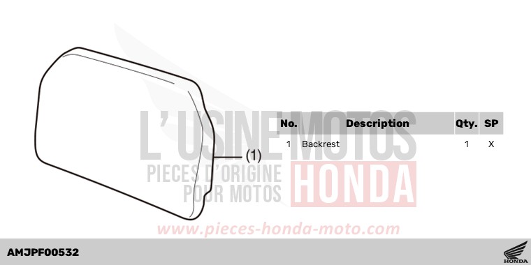 BACKREST for CRF1100D MAT BALLISTIC BLACK METALLIC (NHA86) from 2024