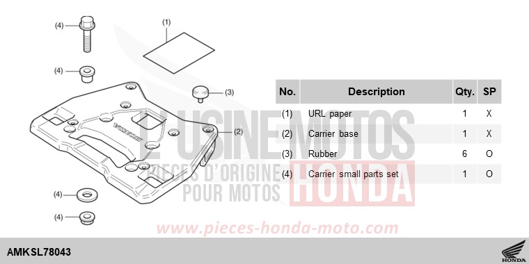KIT,CARRIER BRKT(PLA) for CRF1100D MAT BALLISTIC BLACK METALLIC (NHA86) from 2024