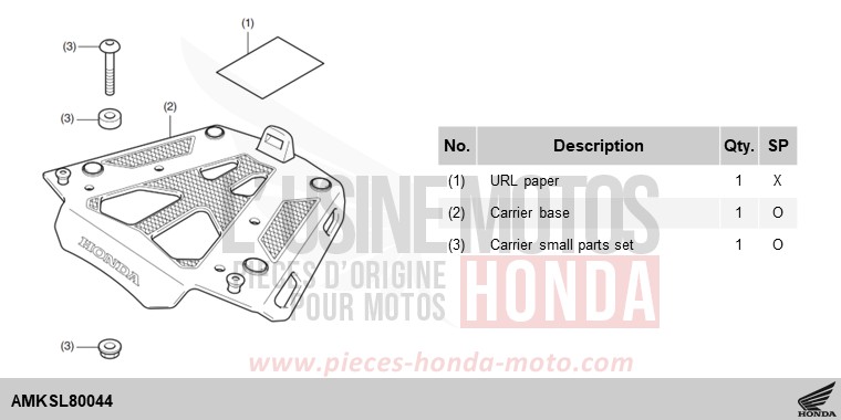 KIT,CARRIER BRKT (AL) for CRF1100D MAT BALLISTIC BLACK METALLIC (NHA86) from 2024