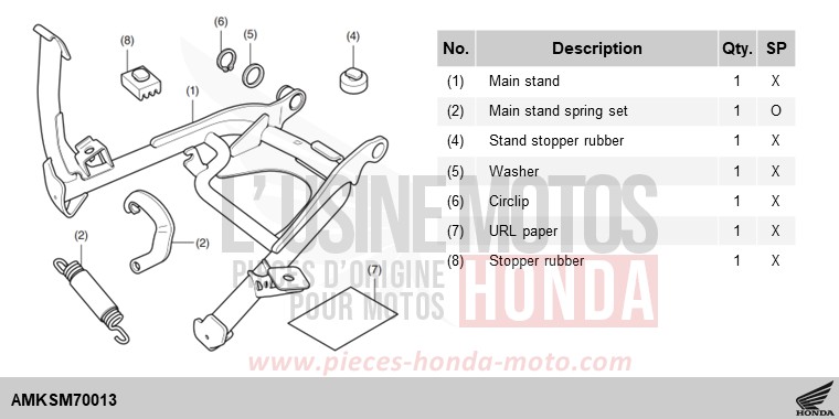 KIT,MAIN STAND for CRF1100D MAT BALLISTIC BLACK METALLIC (NHA86) from 2024