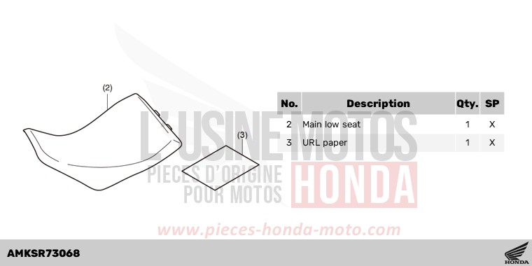 KIT,LOW SEAT *R138L* for CRF1100D MAT BALLISTIC BLACK METALLIC (NHA86) from 2024