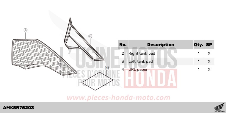 KIT,SIDE TANK PAD for CRF1100D MAT BALLISTIC BLACK METALLIC (NHA86) from 2024