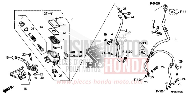 FRONT BRAKE MASTER CYLINDER for ADV750 DEGITAL SILVER METALLIC (NHA30) from 2017