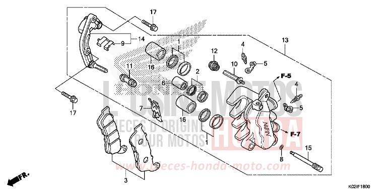 FRONT BRAKE CALIPER for SH150 PEARL COOL WHITE (NHA16) from 2016