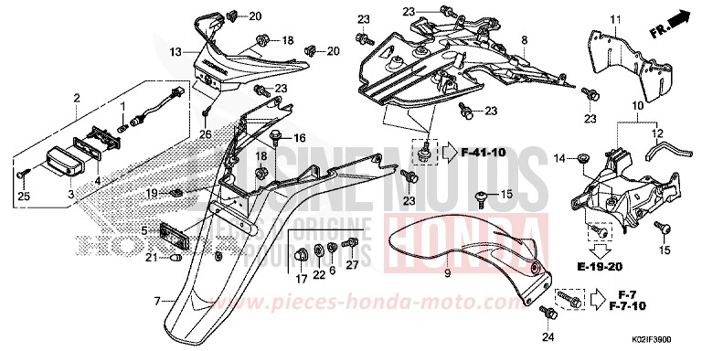 REAR FENDER/LICENSE LIGHT for SH150 PEARL COOL WHITE (NHA16) from 2016